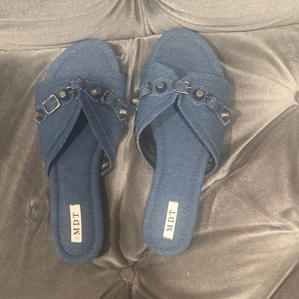Women's Blue Slide Sandals